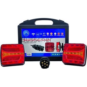 Draadloze Aanhangwagen Verlichting - Kit - 12V - Aanhanger - Aanhangwagenverlichting - Draadloos - Magneet - Kentekenverlichting - Makkelijke mee te nemen - In Koffer - Alles in 1 koffer -