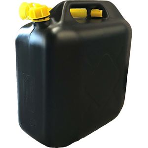 Jerrycan - 20 Liter - Kunststof - Met Flexibele Tuit - Draaidop - Zwart - Geel - Jerry Can