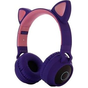 Opvouwbare Bluetooth Cat Ear-hoofdtelefoon voor kinderen - Paars