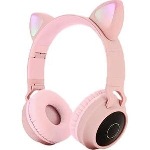 Opvouwbare Bluetooth Cat Ear-hoofdtelefoon voor kinderen - roze