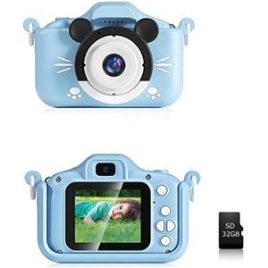 Digitale kindercamera met 32GB geheugenkaart - blauw