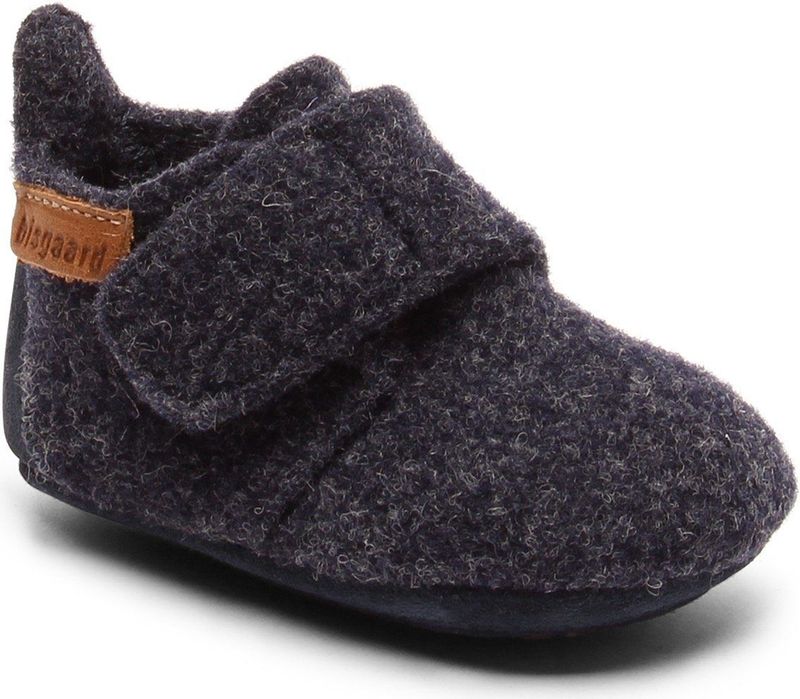 Bisgaard - Pantoffels - Nachtblauw - Lamswol - Klittenbandsluiting
