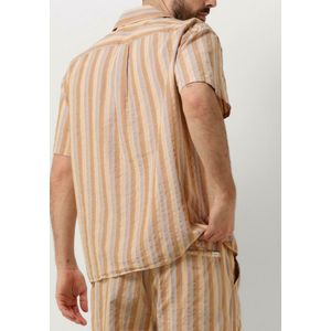 Forét Otter Seersucker Ss Shirt Overhemden Heren - Bruin - Maat L