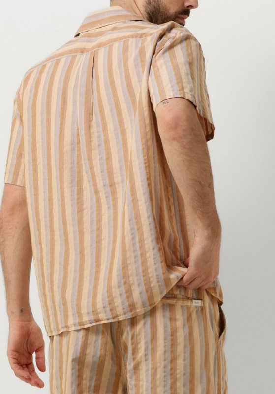 Forét Otter Seersucker Ss Shirt Overhemden Heren - Bruin - Maat L