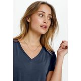 T-shirt - Effen - Jersey - V-hals - Kwartmouw - Normale Pasvorm