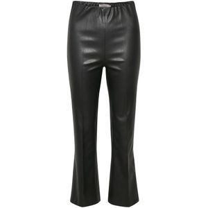 Soaked in Luxury - Zwarte PU Kickflare Broek - Dames