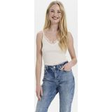 Spaghetti Top - Ijswit - Zijde-aandeel - Mouwloos - Aansluitend