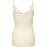 Spaghetti Top - Ijswit - Zijde-aandeel - Mouwloos - Aansluitend