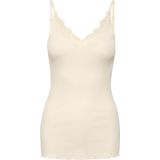 Spaghetti Top - Ijswit - Zijde-aandeel - Mouwloos - Aansluitend