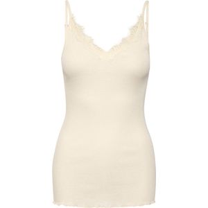 Spaghetti Top - Ijswit - Zijde-aandeel - Mouwloos - Aansluitend