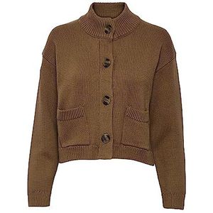 Part Two Damescardigan, hoge hals, knoopzakken, lange mouwen, regular fit, geroosterde kokosnoot, L