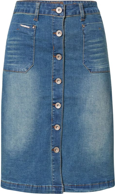 A-lijn Rok - Effen - Denim - Knielengte - Slanke Pasvorm