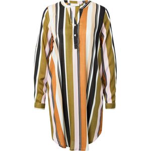 Kaffe - Kleedjes - Veelkleurig - Gestreepte Jurk Groen/Roze Print