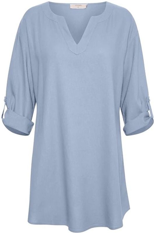 Cream - Tuniek - Ronde Hals - ½ Mouwen - Relaxte Silhouet