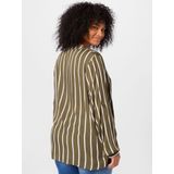 KAFFE - CURVE - Blouse - Kaki/Wit - Wijde Blouse met Tuniek Kraag