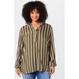 KAFFE - CURVE - Blouse - Kaki/Wit - Wijde Blouse met Tuniek Kraag