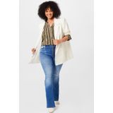 KAFFE - CURVE - Blouse - Kaki/Wit - Wijde Blouse met Tuniek Kraag