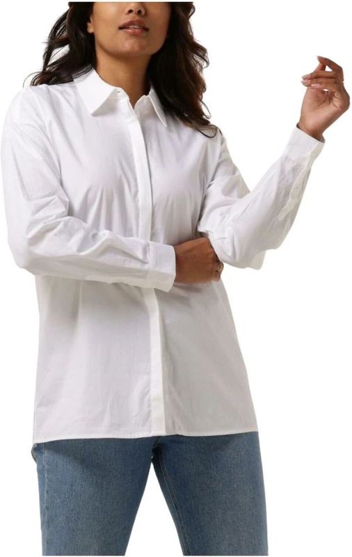 My Essential Wardrobe - Blouse 03 The Shirt - Wit - Katoenmix - Lange Mouwen