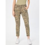 Cream - Sea Green Printed Camouflage - Damesbroek - 7/8 Cropped Legs - Lage Taille