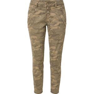 Cream - Sea Green Printed Camouflage - Damesbroek - 7/8 Cropped Legs - Lage Taille