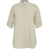 Blouse - Effen - Katoen - Lange Pasvorm - Halve Mouw