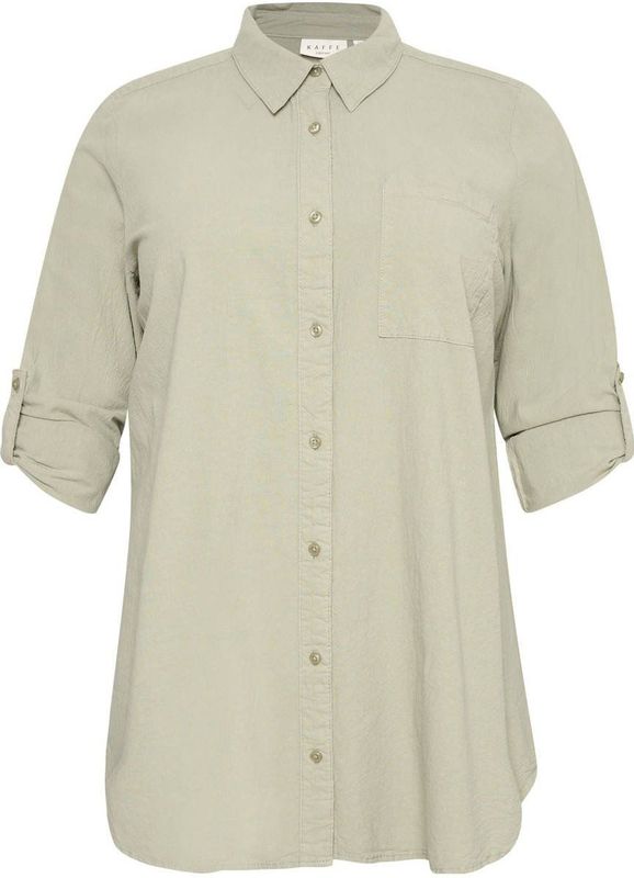 Blouse - Effen - Katoen - Lange Pasvorm - Halve Mouw