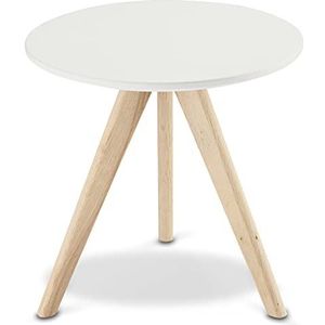 Ibbe Design Kleine ronde salontafel van MDF Life met poten van massief eiken naturel wit Ø 40 cm Ø 40 x 45 cm