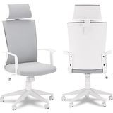 Ibbe Design Wit Ergonomische Draaistoel Bolero Bureaustoel van Stof Hoogte Verstelbare, Kantelfunctie, Comfortabel Computerstoel 60x61x130 cm