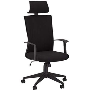 Ibbe Design Zwart Ergonomische Draaistoel Bolero Bureaustoel van Stof Hoogte Verstelbare, Kantelfunctie, Comfortabel Computerstoel 60x61x130 cm