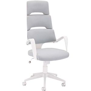 Ibbe Design Wit Ergonomische Draaistoel Domo Bureaustoel van Stof Hoogte Verstelbare, Kantelfunctie, Comfortabel Computerstoel 62x63x128 cm