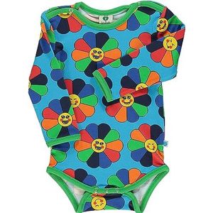 Småfolk Baby Boys Body LS, Flower Infant en Peuterkostuum, Ocean Blue, 62, ocean blue, 62 cm