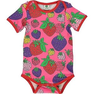 Småfolk Rompertje met korte mouwen voor babymeisjes, met aardbeien, voor baby's en peuters, roze, 56 cm