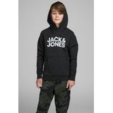 JACK & JONES Hoodie - Zwart - Sweatstof - Capuchon - Logo-opdruk