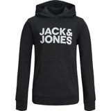 JACK & JONES Hoodie - Zwart - Sweatstof - Capuchon - Logo-opdruk