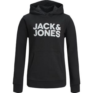 JACK & JONES Hoodie - Zwart - Sweatstof - Capuchon - Logo-opdruk