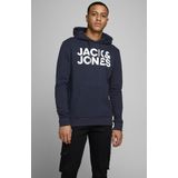 JACK & JONES Corp Logo Sweat Hood - Heren Hoodie - Blauw - Katoenmengsel - Grote Print