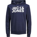 JACK & JONES Corp Logo Sweat Hood - Heren Hoodie - Blauw - Katoenmengsel - Grote Print