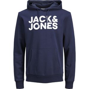 JACK & JONES Corp Logo Sweat Hood - Heren Hoodie - Blauw - Katoenmengsel - Grote Print