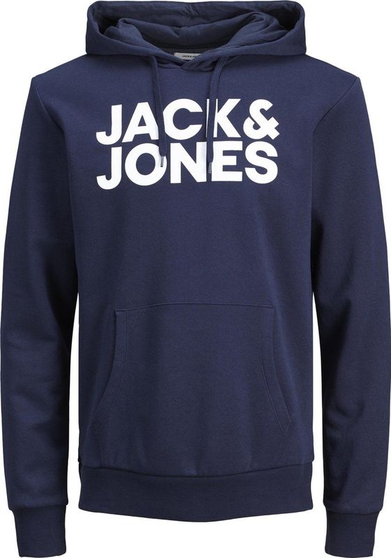 JACK & JONES Corp Logo Sweat Hood - Heren Hoodie - Blauw - Katoenmengsel - Grote Print