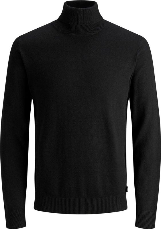 Mann JACK & JONES Dunne Coltrui Gebreide Trui Klassieke Ronde Hals Sweater Lange Mouw Basis JJEEMIL., Colour:Black, Size:XL