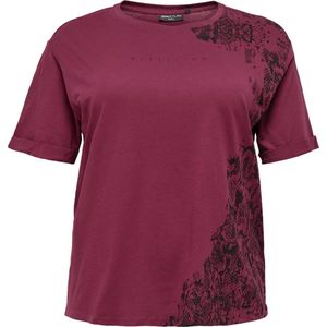 ONLY PLAY - Bordeau T-shirt - Sporttop - Ronde Hals - Korte Mouwen - Slangenhuid Print