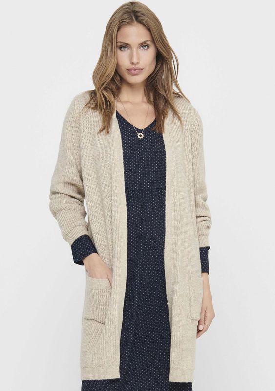 Cardigan - Whitecap Gray Melange - Breisel - V-hals - Lange Mouwen