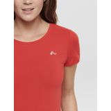 Only Play - Clarissa Training Sportshirt - Rood - Aansluitende Pasvorm - Ademend en Sneldrogend Materiaal