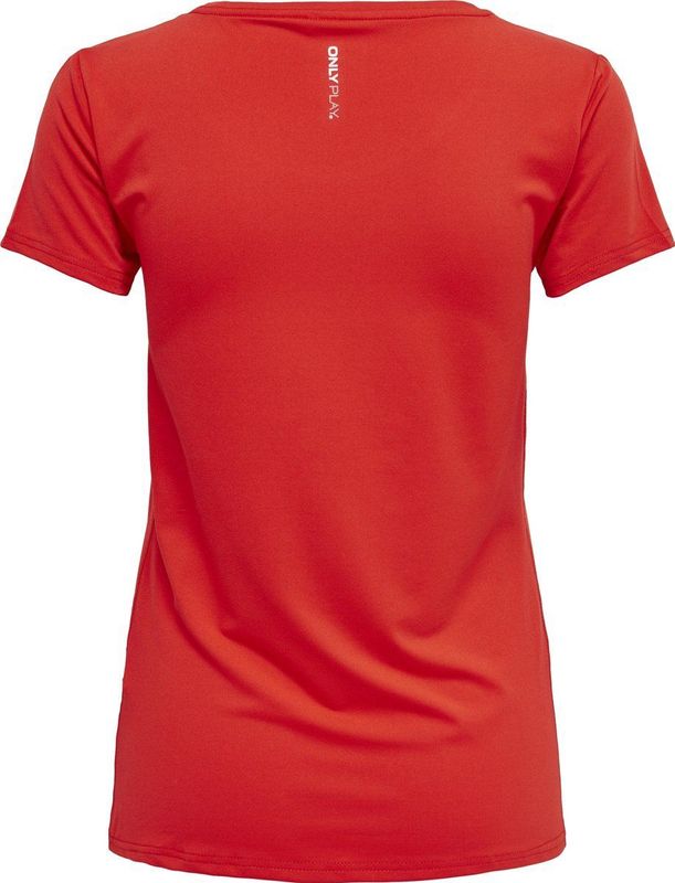 Only Play - Clarissa Training Sportshirt - Rood - Aansluitende Pasvorm - Ademend en Sneldrogend Materiaal