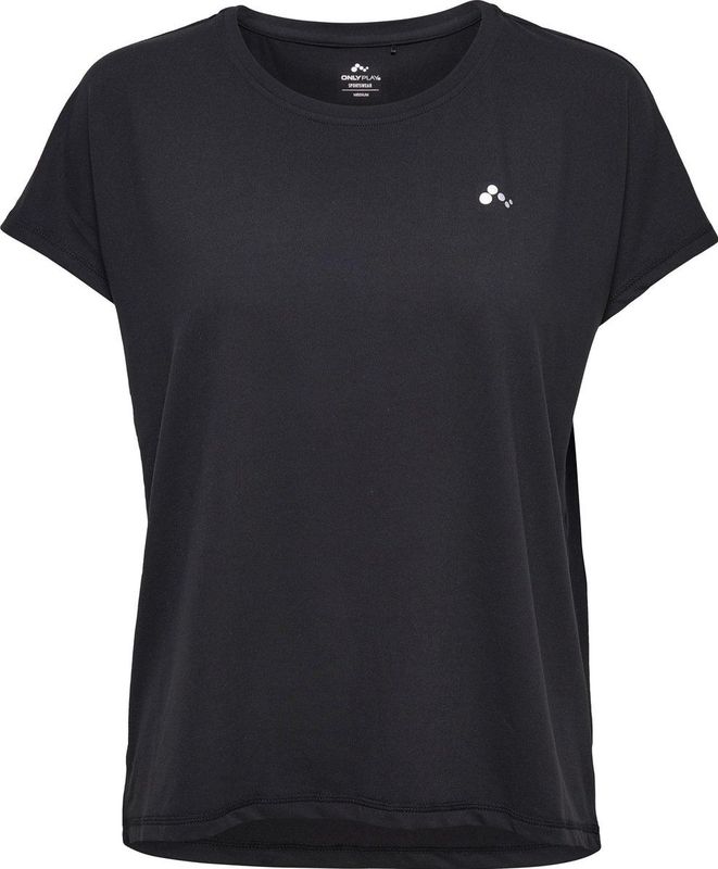 ONLY - Curvy Onpaubree SS Loose TR Tee - Sporttop - Zwart - Katoen