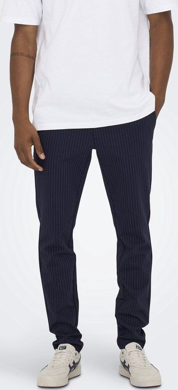 Only & Sons Heren Chino Broek ONSMARK PANT STRIPE GW 3727 tapered Blauw Volwassenen