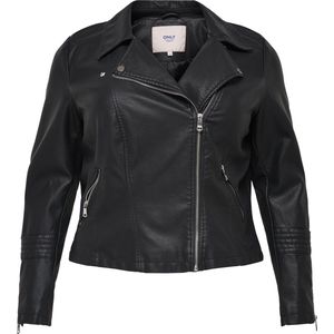 ONLY CARMAKOMA - Jas - Synthetisch Leer - Biker Kraag - Lange Mouwen - Kort