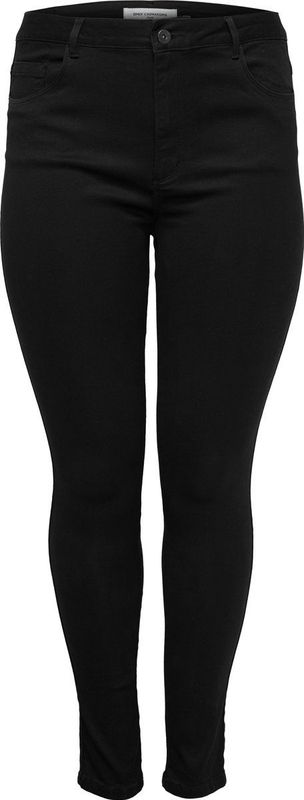 ONLY CARMAKOMA Women Skinny Jeans Plus Big Size | Curvy High Waist Denim | Stretch Pants Trousers, Colour:Black, Size:52W / 32L