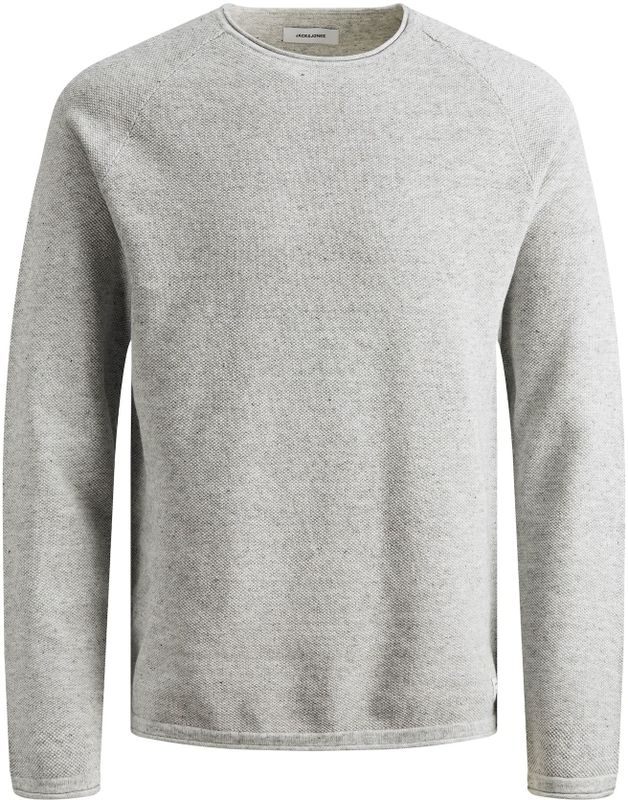 Jack and Jones - Grijze Trui - Katoen - Slim Fit - Easy Iron