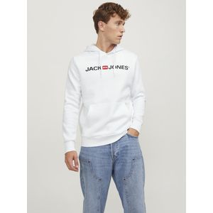 JACK & JONES 12137054 capuchontrui met logo, Wit